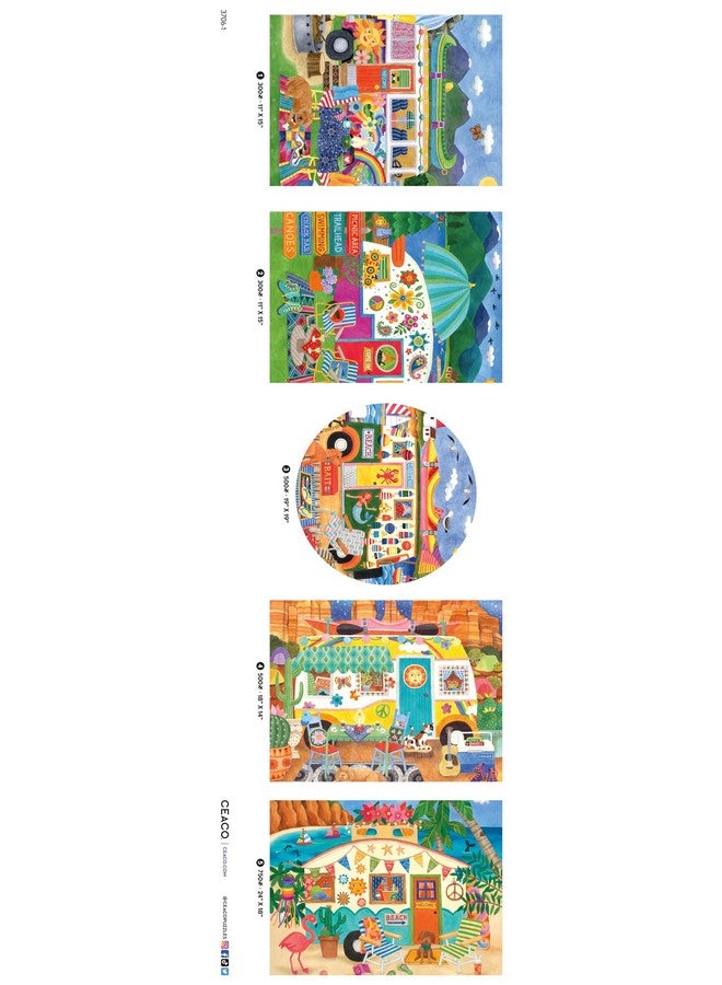 سيكو Ceaco - عبوة متعددة 5 في 1 - Happy Camper - (2) 300 قطعة، (2) 500 قطعة، (1) 750 قطعة من ألغاز الصور المقطوعة - Image 3