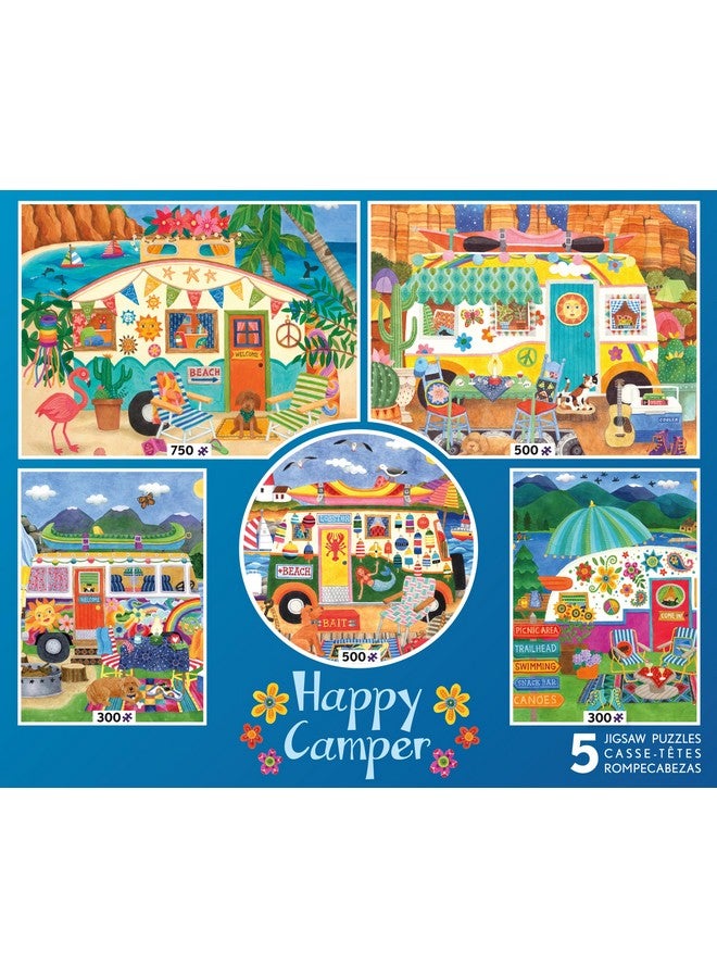 سيكو Ceaco - عبوة متعددة 5 في 1 - Happy Camper - (2) 300 قطعة، (2) 500 قطعة، (1) 750 قطعة من ألغاز الصور المقطوعة - Image 1