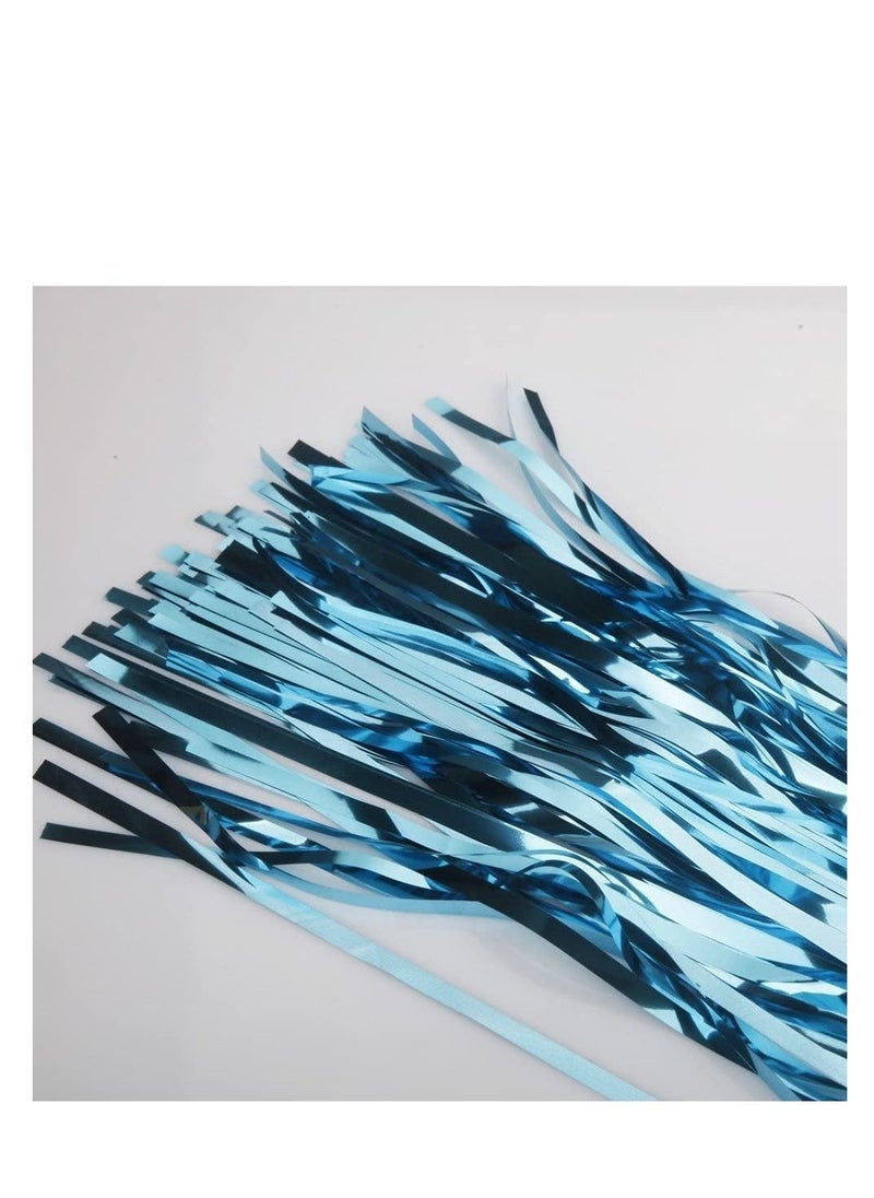 MARKQ - Light Blue Foil Fringe Curtain | 1 x 2-meter Metallic Tinsel Streamers Party Backdrop for Halloween, Baby Shower, Wedding, Eid, Graduation, Birthday Party Decorations [Pack of 1] - Image 1