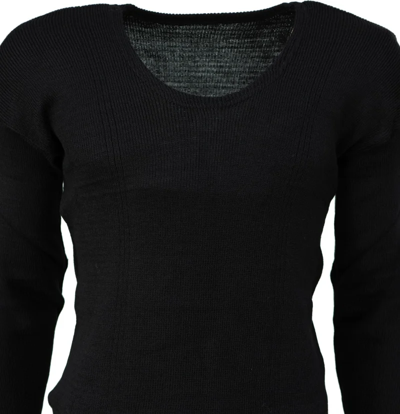 Oppland Men's Winter 100% Wool Thermal Undershirt Long Sleeve Thick Classic Wool Knitted Solid Color Keeps Warm