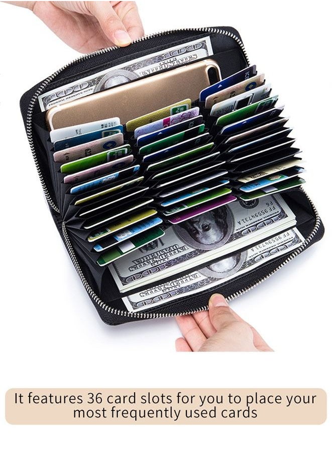 Generic - RFID Leather Zipper Wallet Black - Image 1