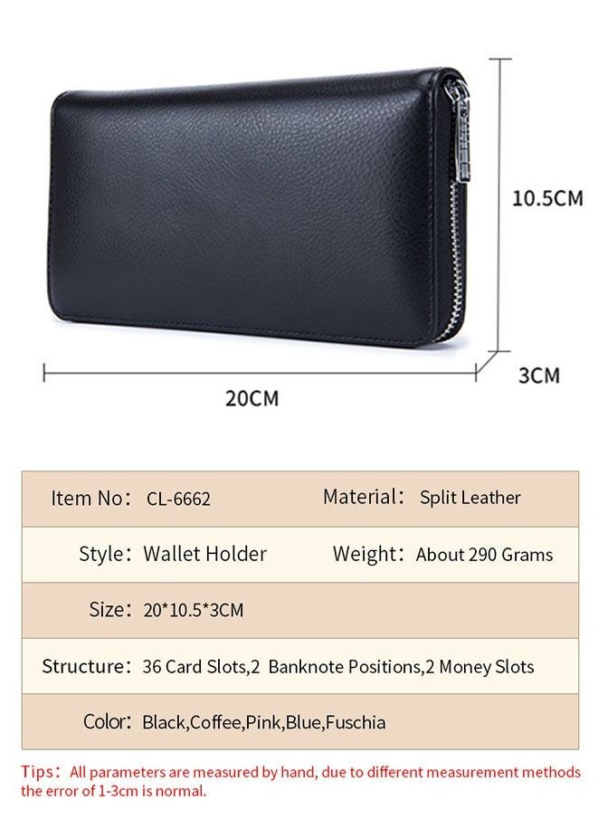 Generic - RFID Leather Zipper Wallet Black - Image 1