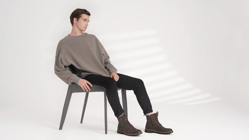 Vostey Mens Boots Motorcycle Casual Boots for Men Zipper Fashion Chukka Boots Mens(BMY8033A Darkbrown 11.5) - Image 2