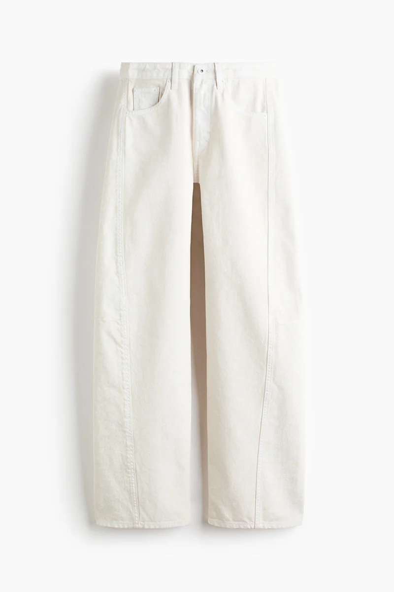 Coated straight trousers