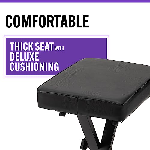OnStage On-Stage KT7800 Three-Position X-Style Keyboard Bench (Portable, Folding, Seating for Keyboards, Synths, Organs, and Pianos, Adjustable Height, Padded, Cushioned, Metal Base, Rubber Feet, Black) - Image 3