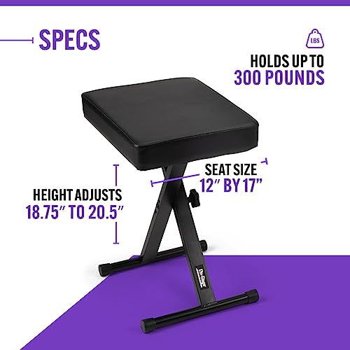 OnStage On-Stage KT7800 Three-Position X-Style Keyboard Bench (Portable, Folding, Seating for Keyboards, Synths, Organs, and Pianos, Adjustable Height, Padded, Cushioned, Metal Base, Rubber Feet, Black) - Image 5