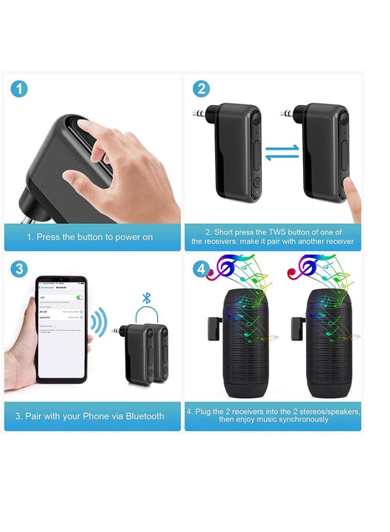 Excefore Bluetooth 5.3 AUX Adapter for Car, 3.5mm Auxiliary Wireless Audio Receiver, Bluetooth Receiver for Car Music/Hands-Free Calling, 12H Battery Life, for Car/Home Stereo (1 Pcs) - Image 2