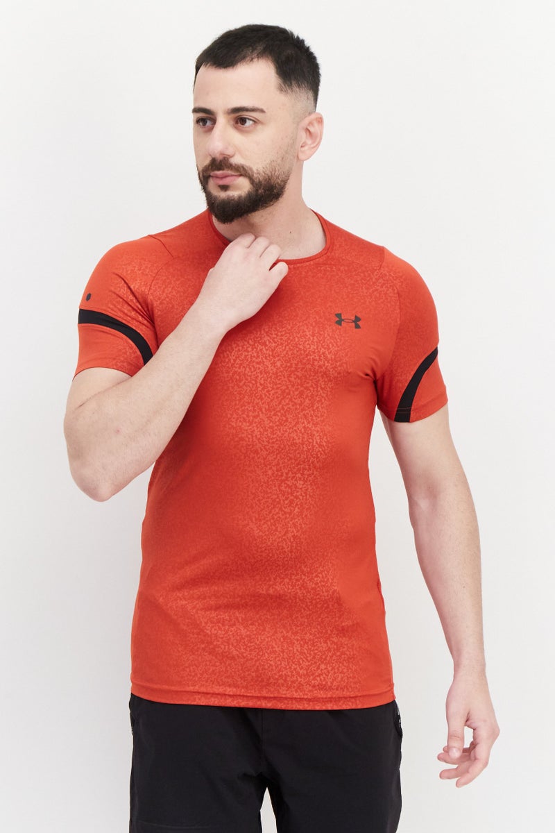 UNDER ARMOUR تي شيرت تدريب رياضي للرجال، أحمر صدئ - Image 1