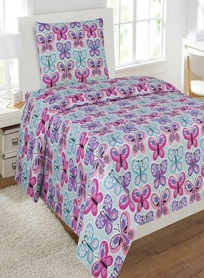 Fancy Collection Butterfly Blue/Turquoise Purple Lavender Girls/Teens/Adults Sheet Set New (Twin