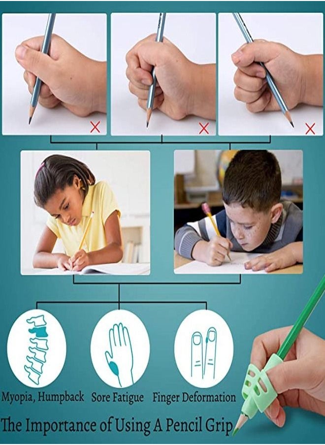 Generic - Pencil Grips, DMFLY Pencil Grips for Kids Handwriting, Children Pen Writing Aid Grip Set Posture Correction Tool for Kids Preschoolers Children, Hollow Ventilation Design, 3 Pack - Image 1