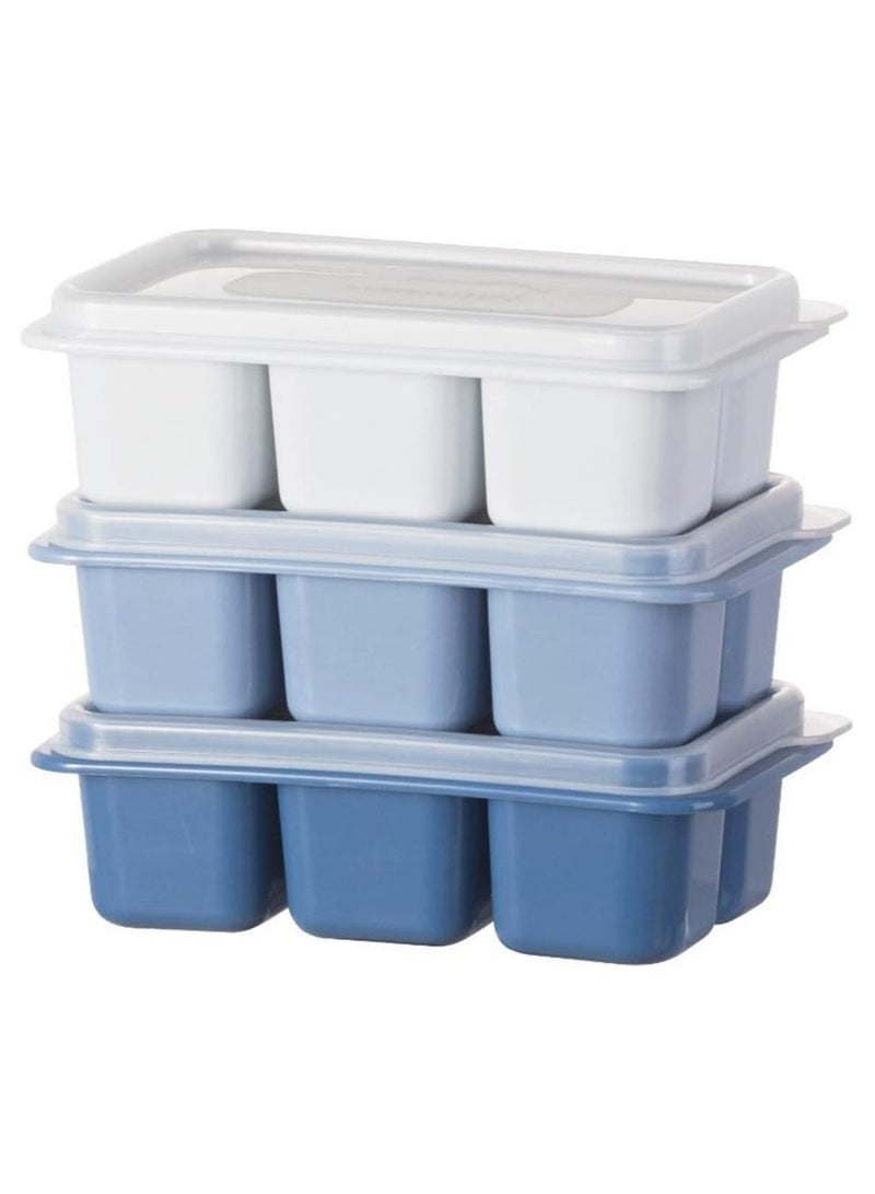 بلومنغ تايم 3 عبوات مع غطاء قابل للإزالة، قالب مكعبات ثلج مرن سهل الفك، متعدد الألوان - Image 1