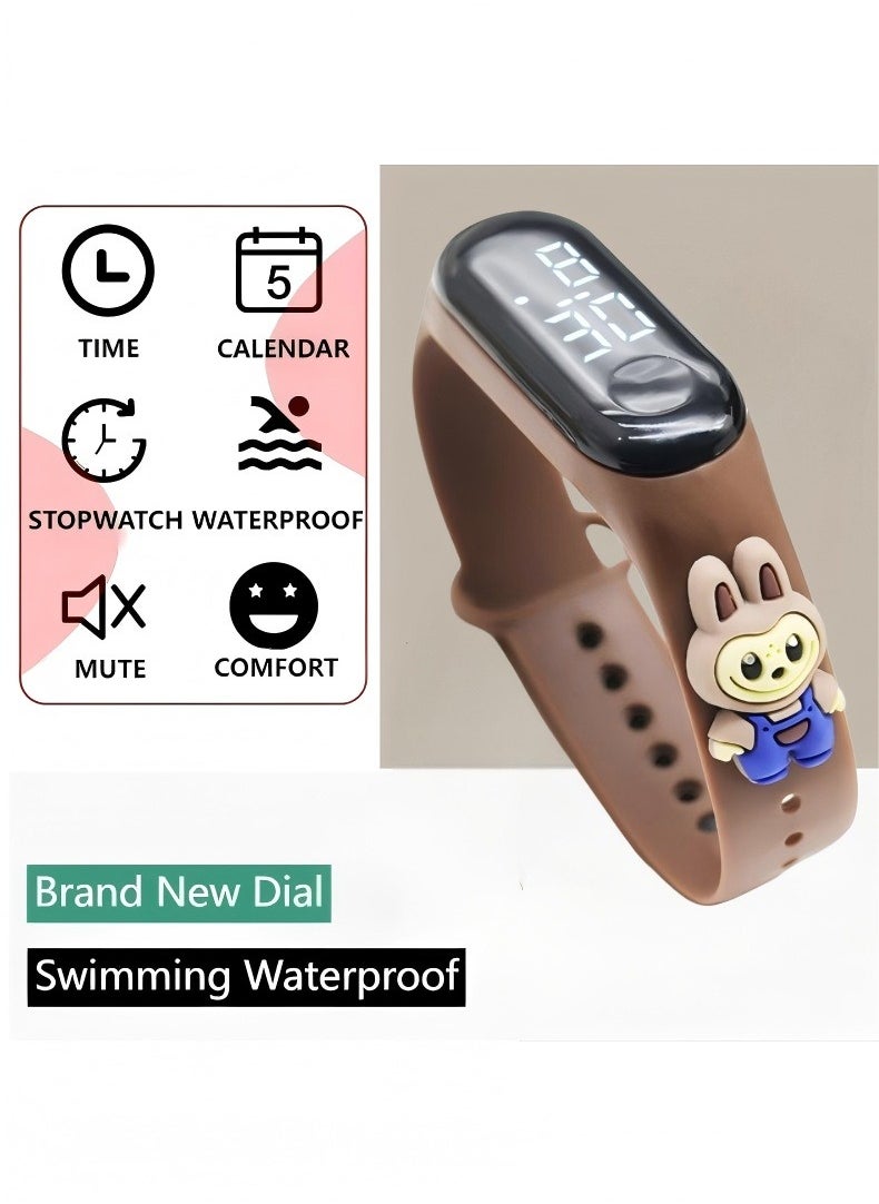 LABUBU 6PCS Kids' Water Resistant Silicone Digital Watch，Labubu Cartoon Watch  - Image 2
