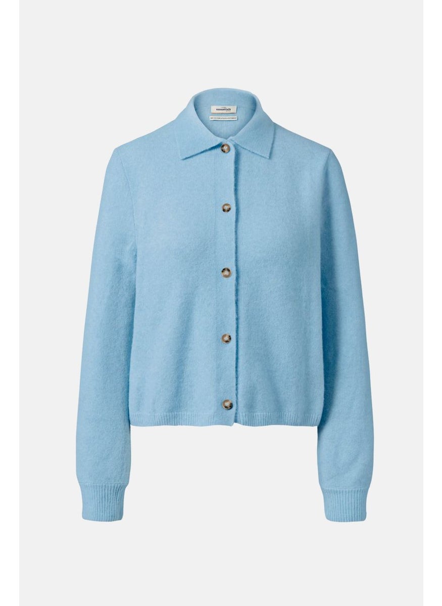 Tchibo - Women Plain Button Front Long Sleeve Cardigan, Light Blue - Image 1