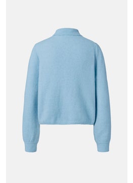 Tchibo Women Plain Button Front Long Sleeve Cardigan, Light Blue  - Image 2