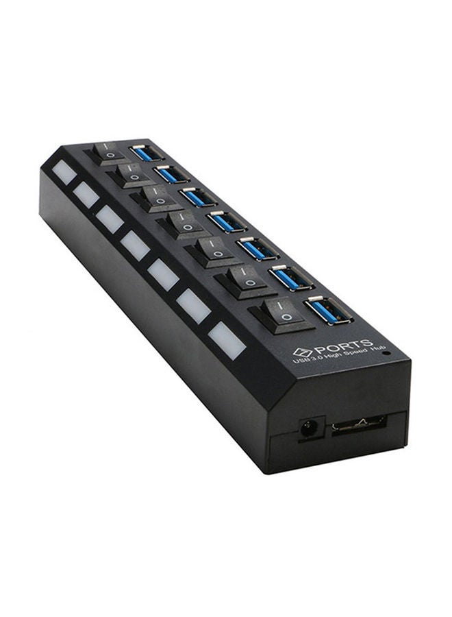 NIBEMINENT USB Hub With Individual Power Switch Black - Image 1