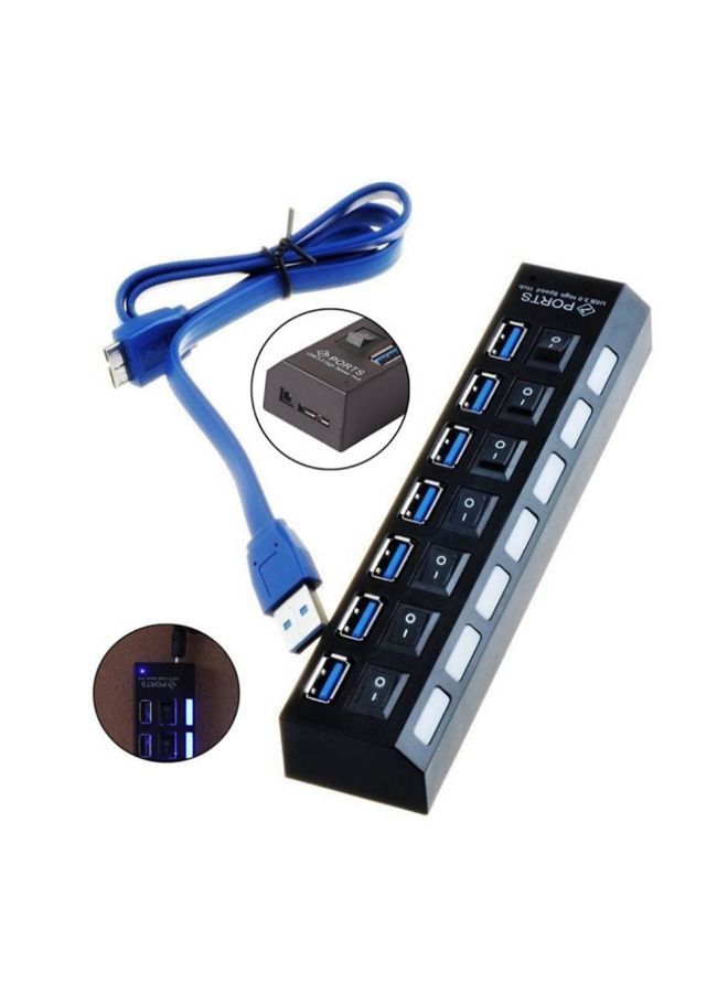 NIBEMINENT USB Hub With Individual Power Switch Black - Image 2