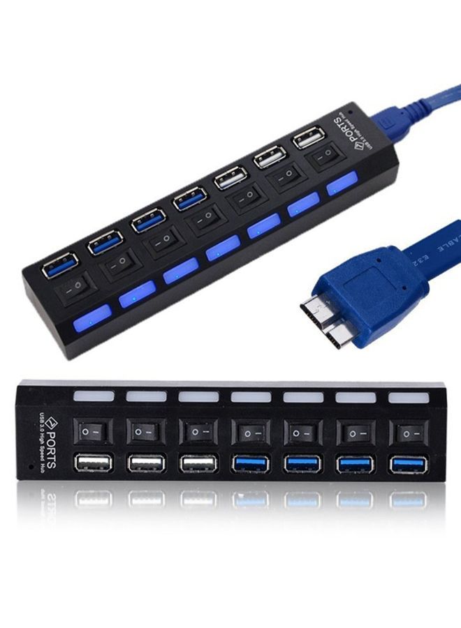 NIBEMINENT USB Hub With Individual Power Switch Black - Image 3