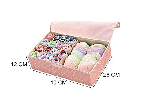 Styleys 16 + 1 Foldable Storage Box/Closet Organizer/Non-Smell Drawer Organizer, Underwear Closet Storage for Socks, Bra, Panty, Tie, Scarf, etc – Color - (Pink Polka_S1016A) - Image 4