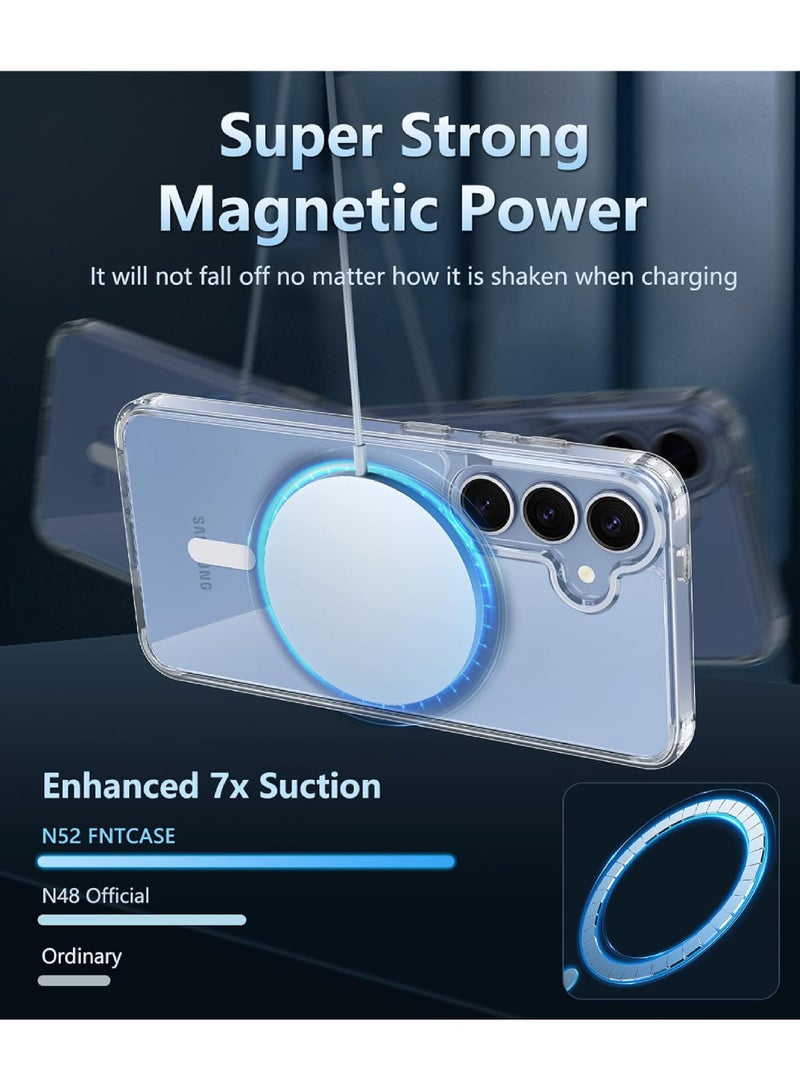 Rock Pow For Samsung Galaxy S25 Plus Case Magnetic shock proof Grade Drop Protection Anti Yellowing Cell Phone Cover - Rugged Shockproof Protective Bumper Transparent Cases  - Image 3