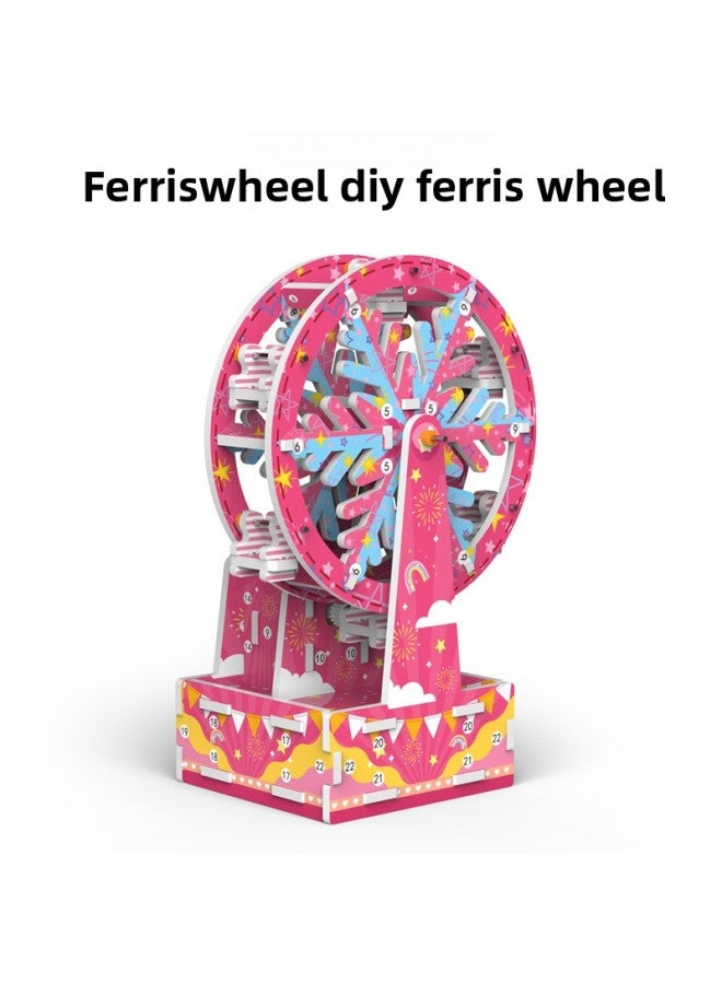 Children Girl Diy Handmade Electric 3D 3D Puzzle Paper Ferris Wheel Model Assembled STEAM Model-Specifications:English Bags (159g)  - Image 2