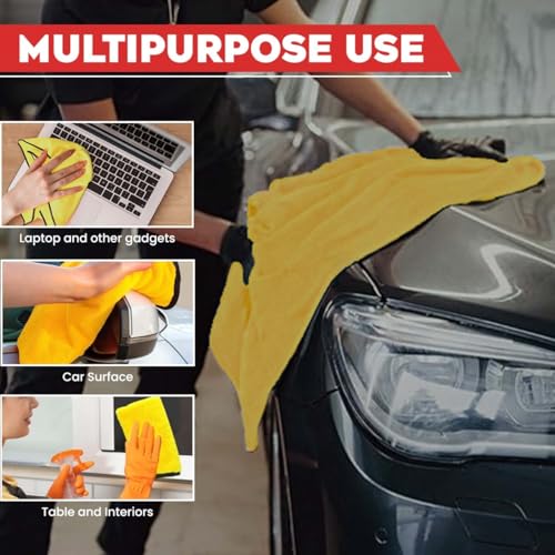 Autofy Multipurpose Microfiber 800 GSM Pack of 3-40cm x 40cm Cleaning Towel Microfibre Cloth Highly Absorbent Dust Towels for All Vehicles Bikes Cars Glass Kitchens - Multicolour - Image 3