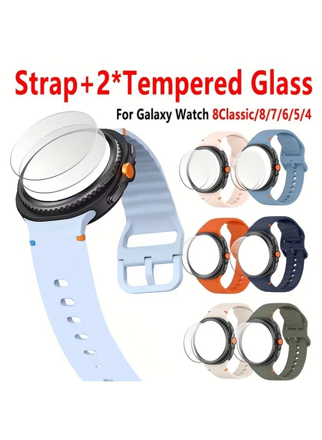 حزام رياضي أزرق وواقي شاشة من الزجاج المقوى لساعة Galaxy Watch 8 Classic مقاس 46 ملم - Image 3