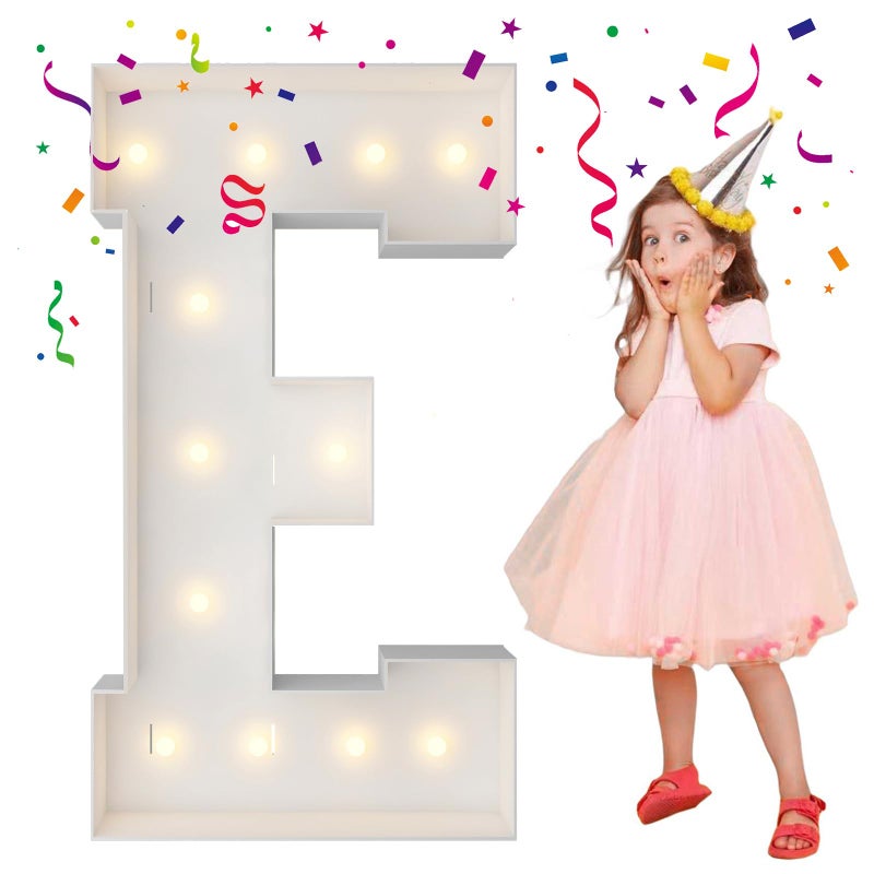 4FT Marquee Light Up Letters Large Marquee Letters Mosaic Balloon Frame Letters Big Letters for Engagement Wedding Decorations Birthday Party Backdrop Decor Balloon Arch Kit Letter E