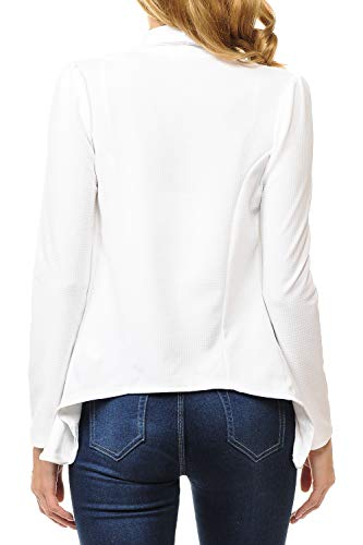 MINEFREE Women's Long Sleeve Classic Draped Open Front Lightweight Blazer Solid Ivory 3XL - Image 4