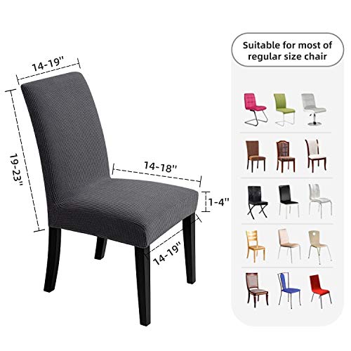 Artrello Chair Covers for Dining Room - Stretch Chair Slipcovers for Decorative Seat Protector Armless Removable Washable Elastic Dinner Universal Spandex Solid Chair Slip Covers Set (Dark Grey,6) - Image 5