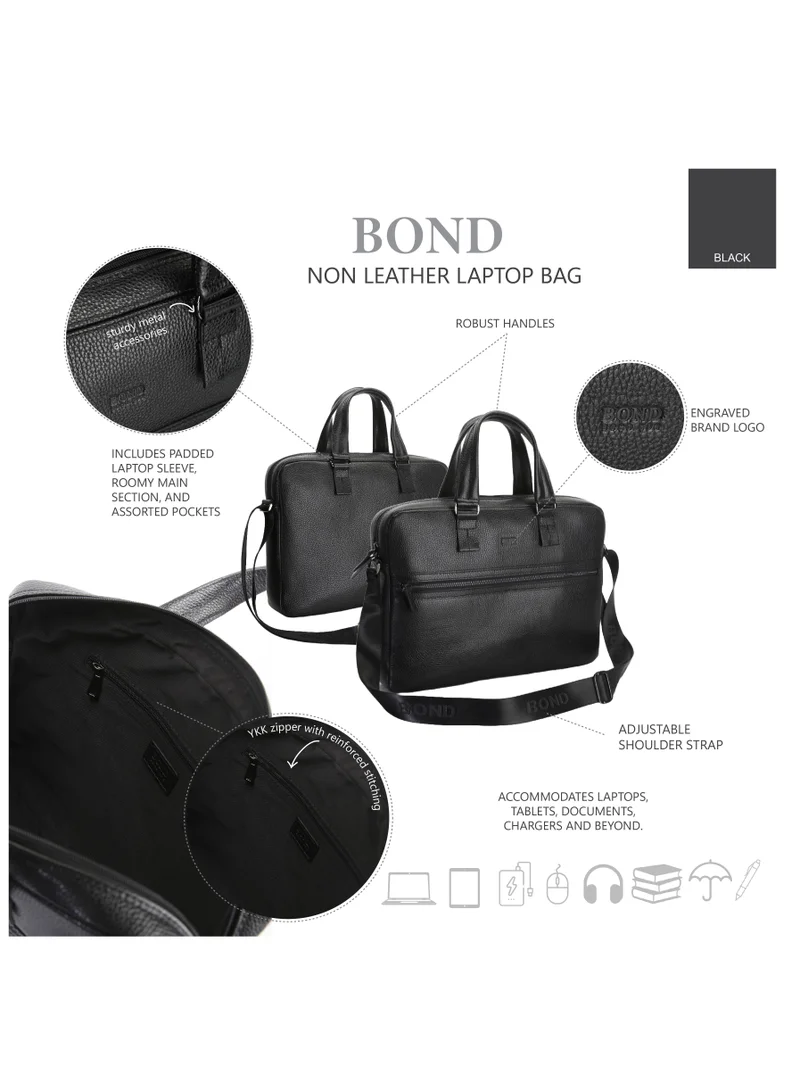Trucare  Bond Leather Laptop Bag Black - 1039 / 1115  | Best Price UAE