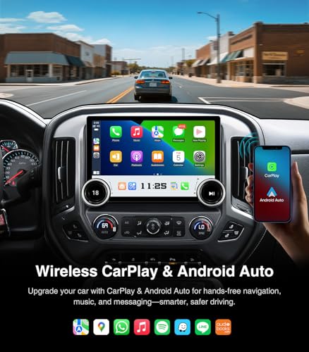 AINAVI Replacement Radio for Chevy Silverado GMC Sierra - Car Stereo Wireless Carplay Android Auto 2014-2018 QLED Touch Screen Radio Upgrade GPS Navigation Head Unit Knobs (Double Knob 4+64G) - Image 4