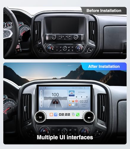 AINAVI Replacement Radio for Chevy Silverado GMC Sierra - Car Stereo Wireless Carplay Android Auto 2014-2018 QLED Touch Screen Radio Upgrade GPS Navigation Head Unit Knobs (Double Knob 4+64G) - Image 2