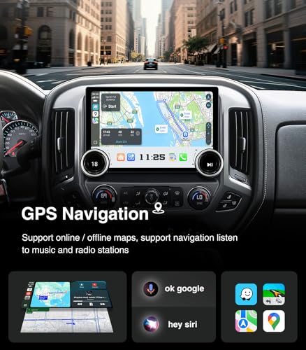 AINAVI Replacement Radio for Chevy Silverado GMC Sierra - Car Stereo Wireless Carplay Android Auto 2014-2018 QLED Touch Screen Radio Upgrade GPS Navigation Head Unit Knobs (Double Knob 4+64G) - Image 3