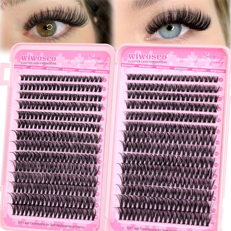 wiwoseo Wispy Lash Clusters Eyelash Extensions Natural Eyelash Clusters 560pcs Individual Lashes 40p50p DIY Lash Extensions Cluster Lashes Natural Look Lashes Clusters for Beginners 818MM