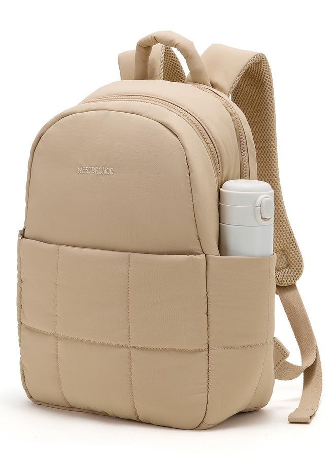 WESTBRONCO Mini Backpack for Women Nylon Small Fashion Backpacks Purse Puffer Lightweight Backpacks for Travel, Shopping, Large-khaki, Quilted - Image 1