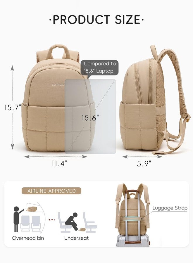 WESTBRONCO Mini Backpack for Women Nylon Small Fashion Backpacks Purse Puffer Lightweight Backpacks for Travel, Shopping, Large-khaki, Quilted - Image 2