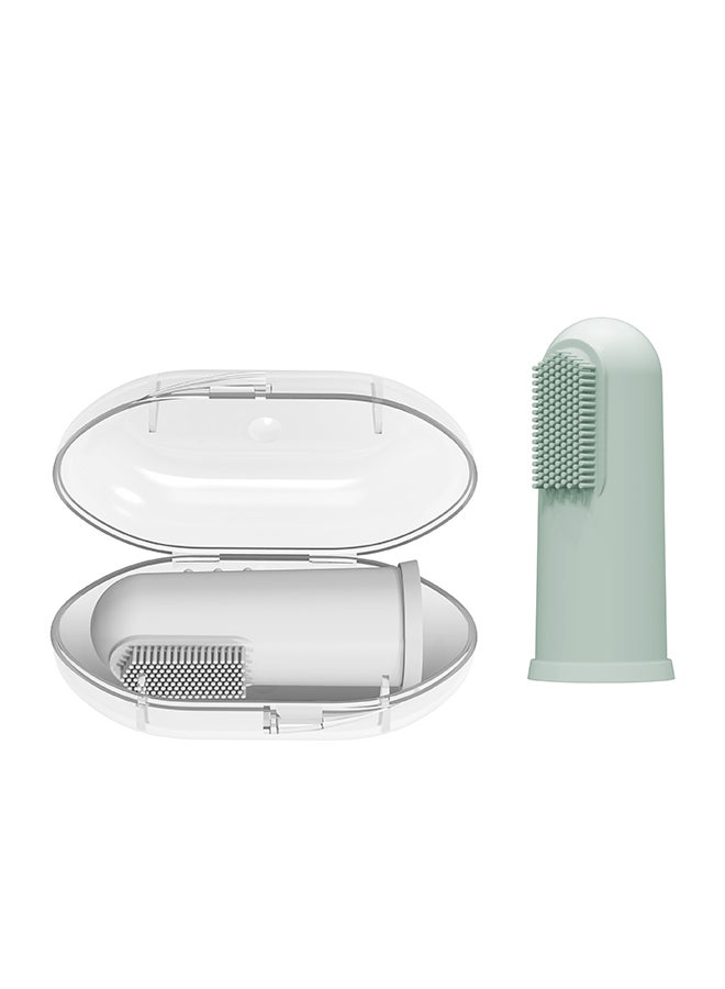 دكتور براونز Silicone Finger Toothbrush with Case, Gray and Light Green, 2-Pack - Image 1