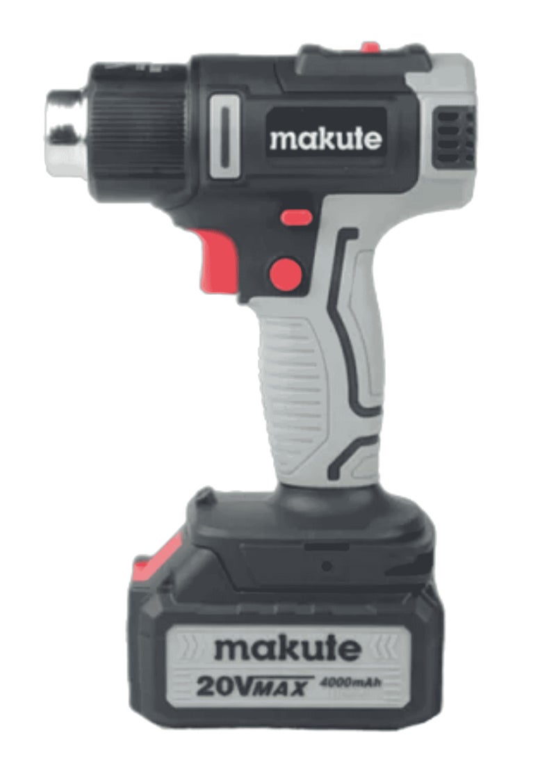 makute Heat Gun CHG002-B - Cordless Hot Air Gun with 300-500ºC Temperature Range, 120-210L/min Air Flow, 20V Brush Engine, 4000mAh Battery, Fast Heating, Overheating Protection  - Image 2