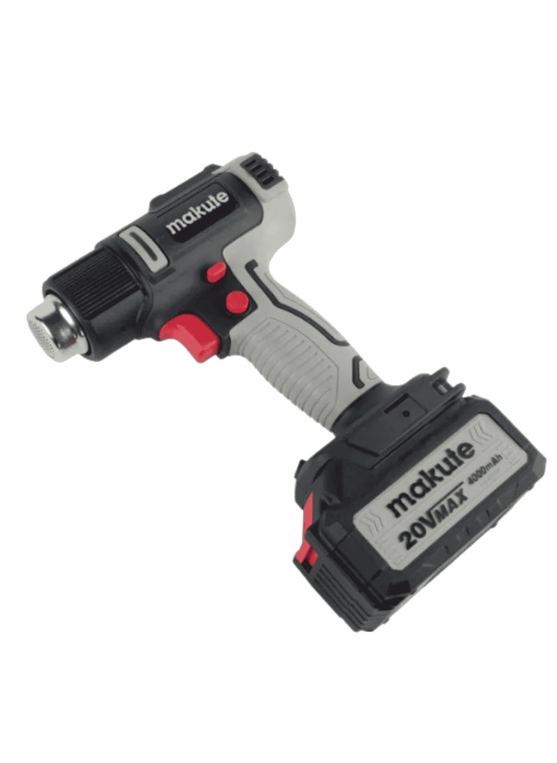 makute Heat Gun CHG002-B - Cordless Hot Air Gun with 300-500ºC Temperature Range, 120-210L/min Air Flow, 20V Brush Engine, 4000mAh Battery, Fast Heating, Overheating Protection  - Image 4