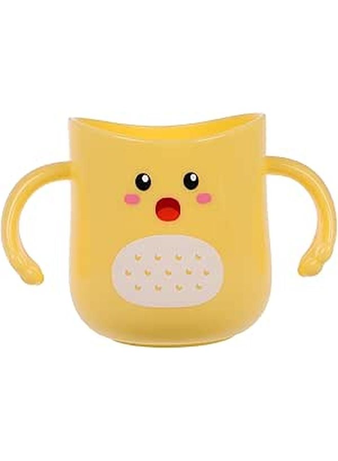 Kids Toothbrush Mug Double Handle Cartoon Design Sturdy Plastic Cup Travel Friendly Holder - Image 1