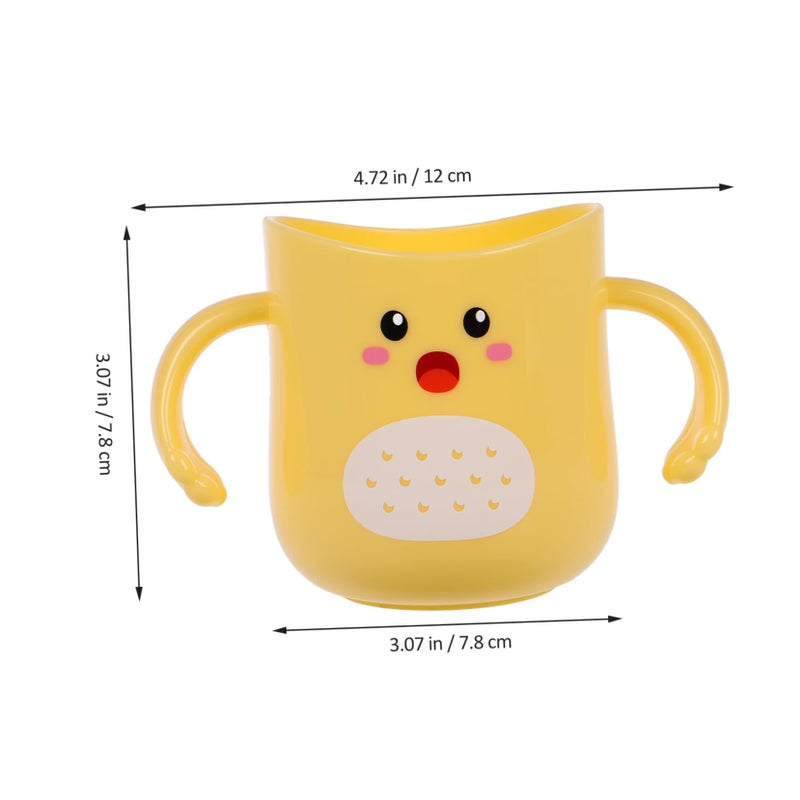 Kids Toothbrush Mug Double Handle Cartoon Design Sturdy Plastic Cup Travel Friendly Holder - Image 3