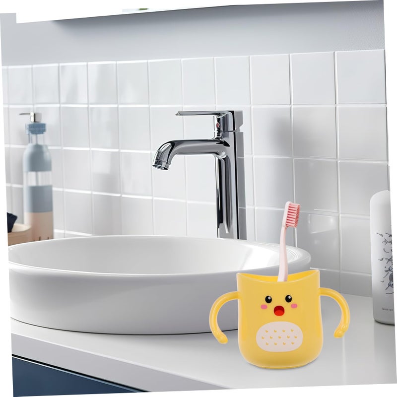 Kids Toothbrush Mug Double Handle Cartoon Design Sturdy Plastic Cup Travel Friendly Holder - Image 5