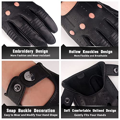 GSG Men Leather Gloves Black Driving Cycling Touchscreen Motorcycle Unlined Gloves 10.5 - Image 4