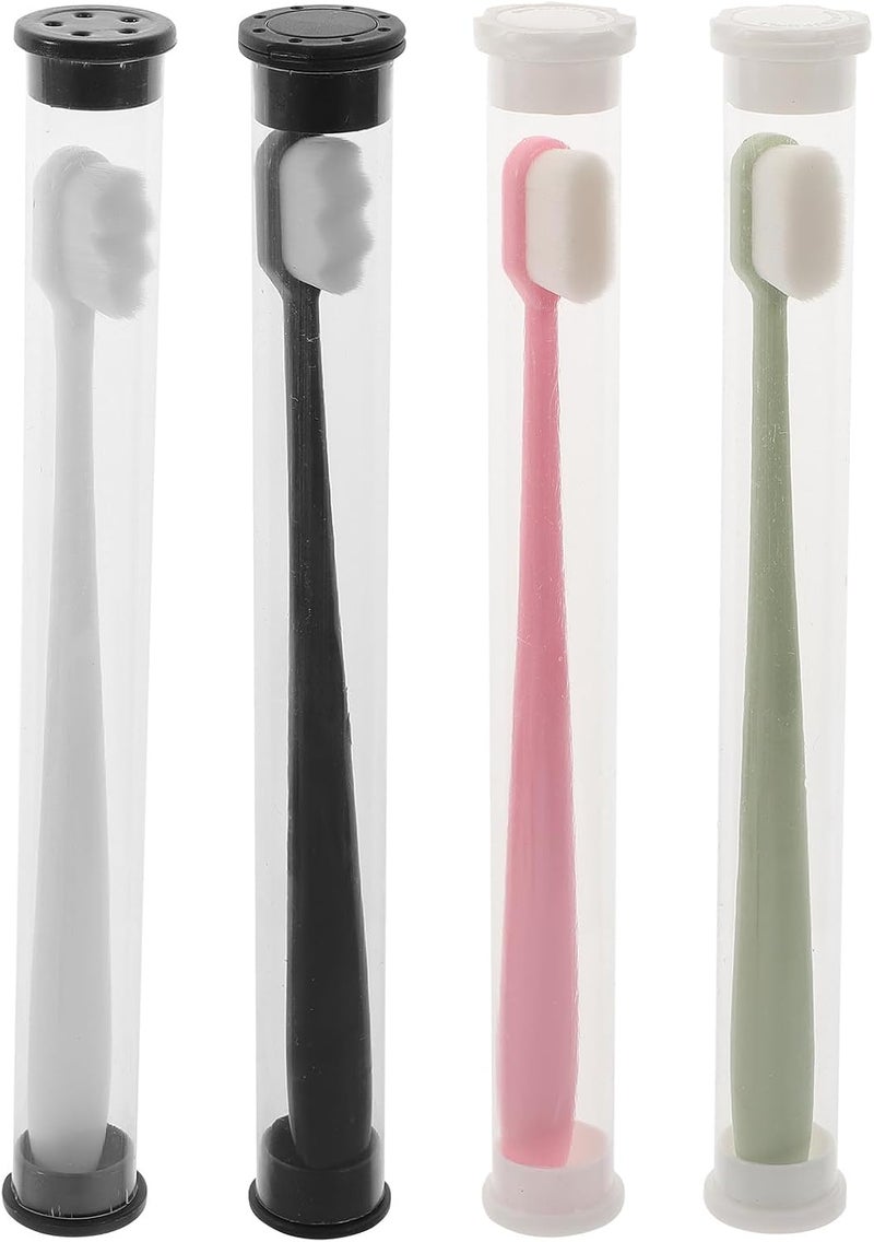 KICHOUSE 4pcs Manual Toothbrush Set with Super Soft Ultra-fine Bristles for Adults, Wear-Resistant Lightweight Compact Toothbrushes for Travel and Daily Oral Care - Image 1