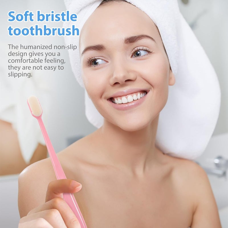 KICHOUSE 4pcs Manual Toothbrush Set with Super Soft Ultra-fine Bristles for Adults, Wear-Resistant Lightweight Compact Toothbrushes for Travel and Daily Oral Care - Image 5