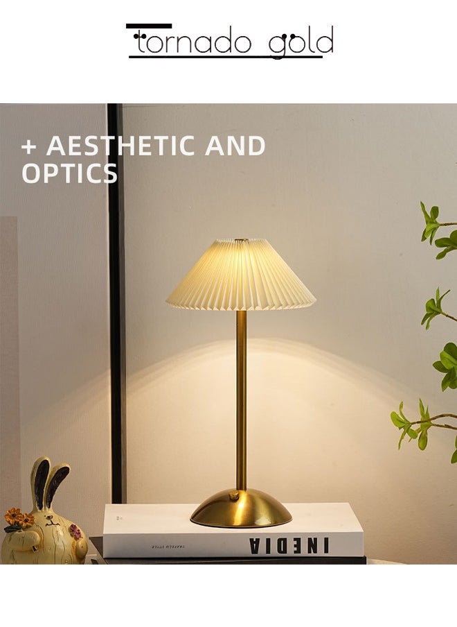 tornado gold - LED Table Lamp Bed Pleated Atmosphere Lamp Gold 29.8x16.5cm - Image 1
