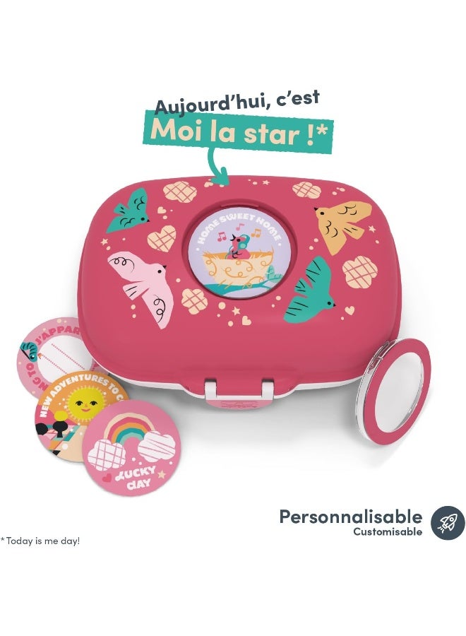 monbento - MB Gram Pink Birds Children's Snack Box - BPA-Free Lunch Box Ideal for School, Picnic, Holidays - Girl's Snack Box with Cute Bird Design - Customisable and Durable - Image 3