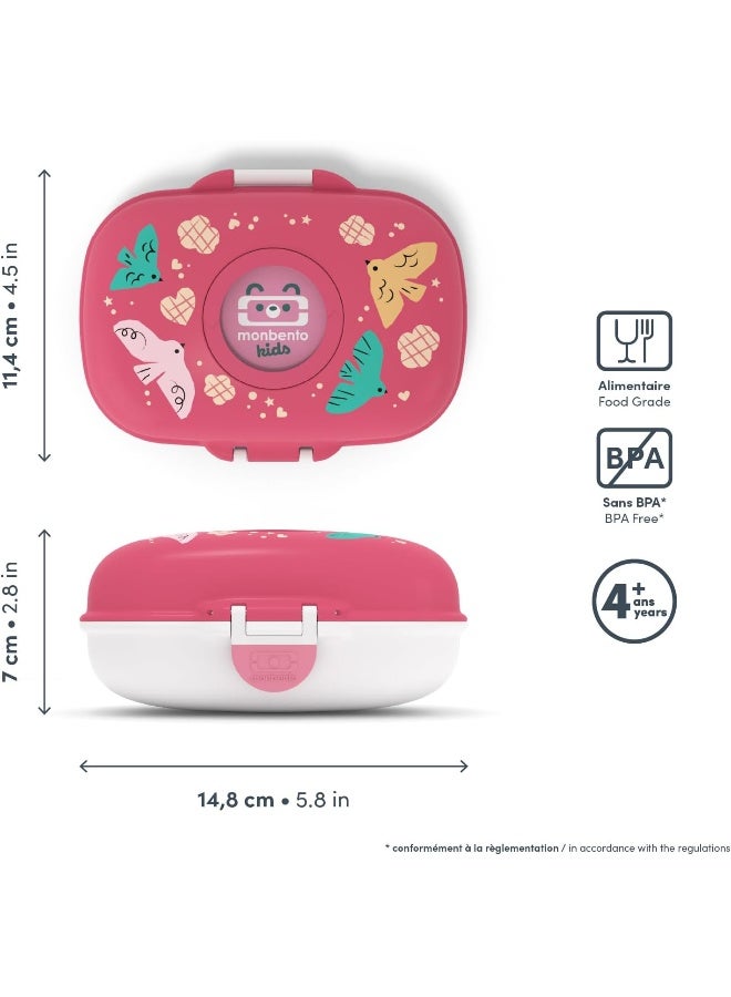 monbento - MB Gram Pink Birds Children's Snack Box - BPA-Free Lunch Box Ideal for School, Picnic, Holidays - Girl's Snack Box with Cute Bird Design - Customisable and Durable - Image 2