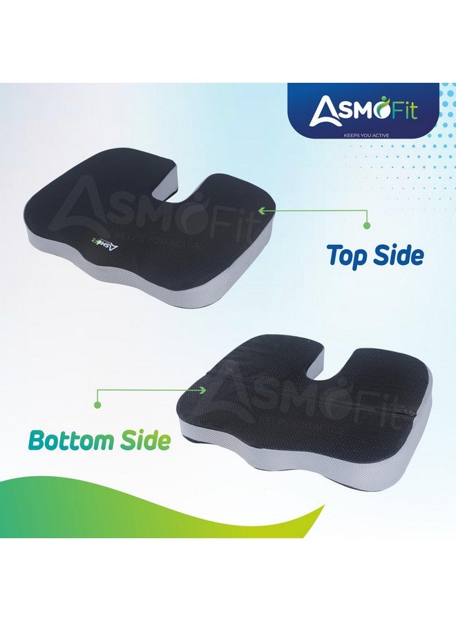 Asmofit وسادة أسمافيت لعظمة الذنب، تخفيف آلام العصب الوركي وآلام أسفل الظهر | مقعد طبي غير قابل للانزلاق من رغوة الذاكرة للجلوس الطويل على كرسي المكتب، المنزل والكراسي المتحركة، مقعد قيادة السيارة - (أسود رمادي) - Image 2