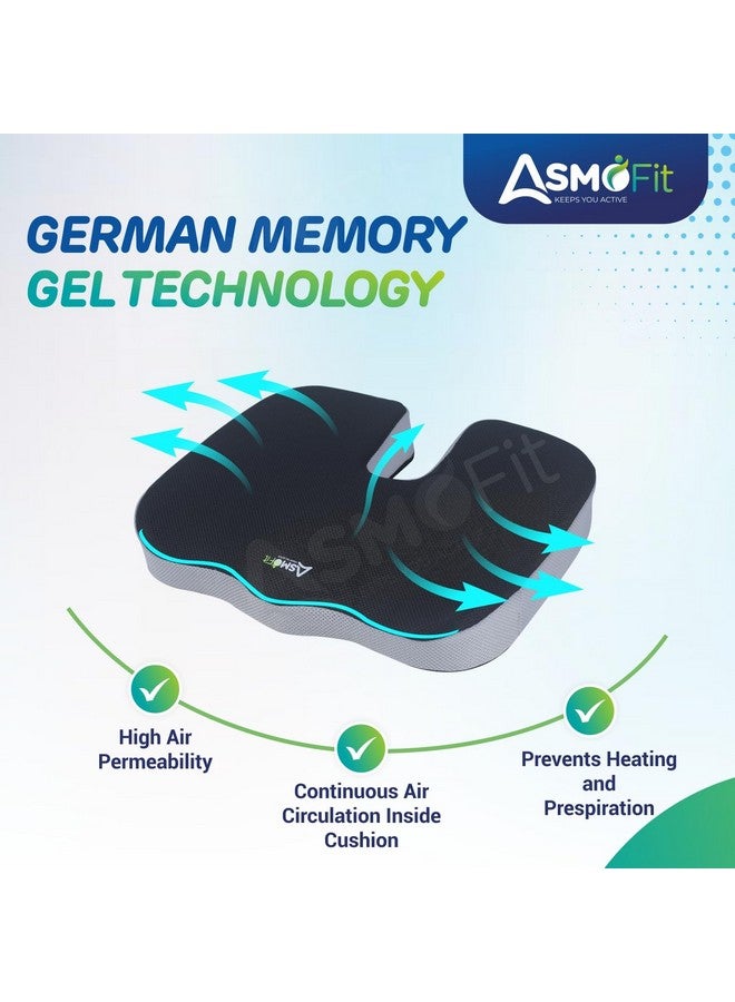 Asmofit وسادة أسمافيت لعظمة الذنب، تخفيف آلام العصب الوركي وآلام أسفل الظهر | مقعد طبي غير قابل للانزلاق من رغوة الذاكرة للجلوس الطويل على كرسي المكتب، المنزل والكراسي المتحركة، مقعد قيادة السيارة - (أسود رمادي) - Image 5